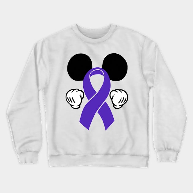 Mouse Ears Awareness ribbon (Purple) Crewneck Sweatshirt by CaitlynConnor